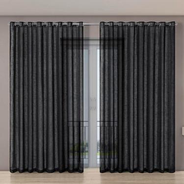 Imagem de Cortina Sala Voil Gaze de Linho 5,60 m x 270 m Varão Simples