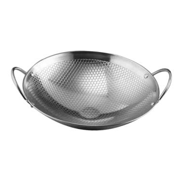 Imagem de Bothyi Panela Wok de Orelha Dupla Wok Chinesa Frigideira Antiaderente Frigideira Frigideira de Fundo Redondo Wok para Cozinha Casa Restaurante, 17,78 cm