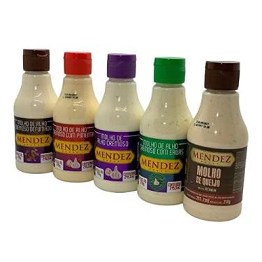 Imagem de Kit 05 Molho de Alho Pimentas Mendez 215ml Cremoso e Queijo