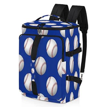 Imagem de Mochila esportiva personalizada de beisebol à prova d'água com compartimento para sapatos, alças de ombro, mochila de viagem para academia, esportes, caminhadas, laptop