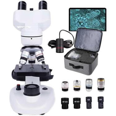 Imagem de CHONGHAN Microscópio,binocular microscope,40x-6000x/10000x/20000x MicroscóPio,Estudante BiolóGico MicroscóPio Composto Iluminado Duplo, Ocular EletrôNica/Foco Duplo/EstáGio MecâNico/Bolsa