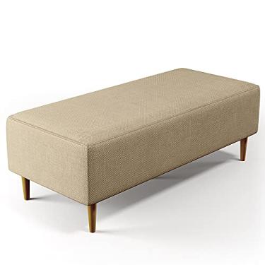 Imagem de Puff Decorativo Sala de Estar Bali W01 Pés Palito 120x50 cm Linho Bege Escuro - Lyam Decor