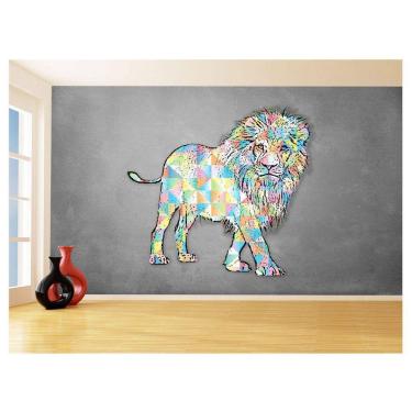 Imagem de Papel De Parede Animais Pop Art Leão Rei Selva 3,5M Pxa48