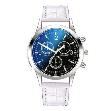 Imagem de LMMYUN Relógios masculinos de negócios – Relógio de pulso moderno casual com quartzo à prova d'água, pulseira de aço inoxidável de titânio, relógio de pulso elegante presente para homens, Branco - A-B