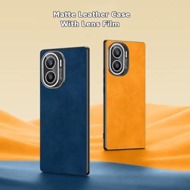 Imagem de For Honor X9 X20 X30 X40 X30i X40i GT 5G Metal Lens Film Protector Straight Edge Matte PU Leather Grain Anti fingerprint Back Bumper Case Cover Shell Holder (X30i,Orange)