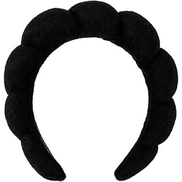 Imagem de LALAXAVA Faixa de Cabelo Feminina para Spa - Faixa de Cabelo Preta com Esponja Inchada para Lavar o Rosto e o Cabelo - Tecido Macio e Absorvente