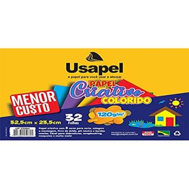 Imagem de Papel Criativo Colorido, Usapel, 8 Cores, 32 Folhas, 32,5x23,5 cm