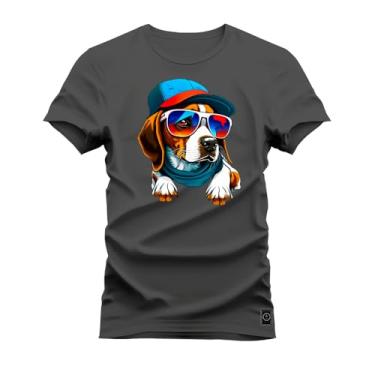 Imagem de Camiseta Casual Malha Confortável Estampada Dog Praiano Grafite P