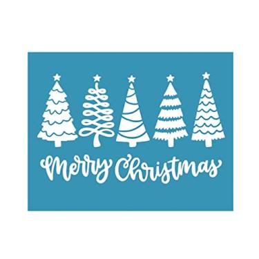 Imagem de Árvore de Natal autoadesiva impressão de serigrafia estêncil transferências de malha para pintura DIY camiseta de madeira travesseiro saco de tecido estêncil de impressão de serigrafia