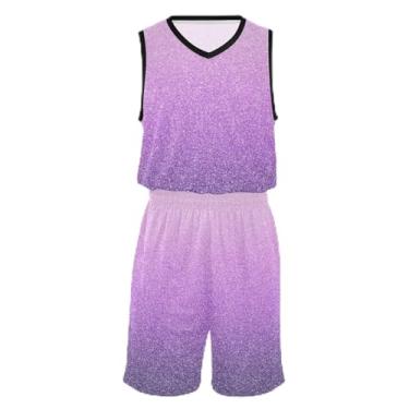 Imagem de CHIFIGNO Camiseta de basquete verde irlandesa, tecido macio e confortável, camiseta de futebol infantil 5T-13T, Glitter rosa e roxo, G