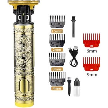Imagem de Aparelho de Barbear Elétrico Multifuncional Aparador De Pelos Acabamento Material Metal Trimmer Dragon T9 com Kit 6 Pentes