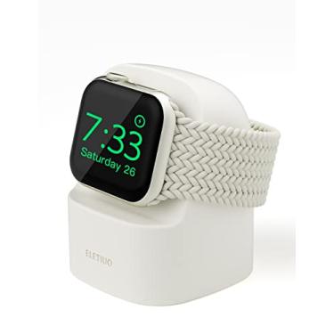 Imagem de ELETIUO Suporte de carregador compatível com Apple Watch séries 49/46/45/44/42/41/40/38 mm iWatch Ultra2/Ultra/10/9/8/SE2/7/6/SE/5/4/3/2/1, estação de carregamento de silicone suporta modo de suporte