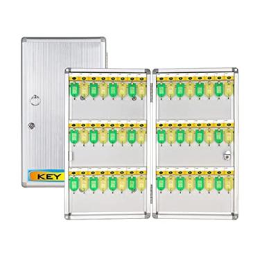 Imagem de Caixa de chave de parede de liga de alumínio armário de caixa de armazenamento com trava para agência imobiliária decoração de propriedade oficina de automóveis (cor: prata, tamanho: 48 furos) (prata