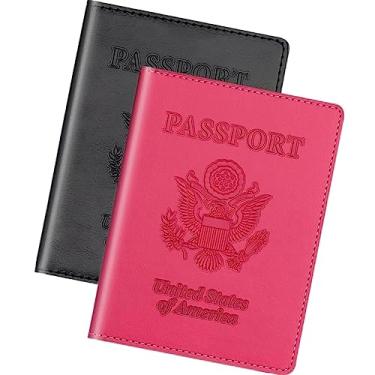 Imagem de Herain Suporte de passaporte, capa de passaporte, carteira de passaporte, para homens e mulheres, capa de passaporte, protetor de livro de passaporte, combo de porta-cartão de passaporte e vacina