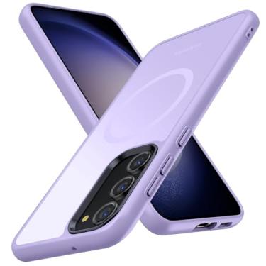 Imagem de YSLBWLE Capa magnética para Galaxy S23, [compatível com magnético], [proteção contra quedas de grau militar de 3,5 m] Capa protetora fina translúcida fosca, TPU + PC, capa protetora de luxo para