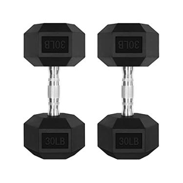 Imagem de RitFit Conjunto de 2 halteres de 13,6 kg com suporte opcional para academia em casa, pesos de mão revestidos para treinamento de força, exercícios