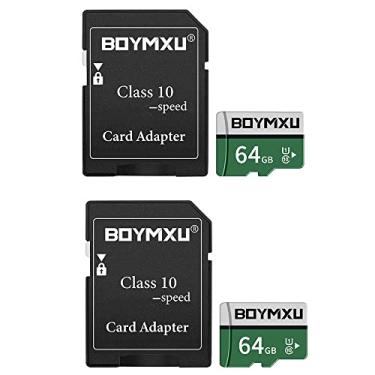 Imagem de Cartão de memória TF 64 GB pacote com 2, cartão BOYMXU TF com adaptador, cartão de memória de alta velocidade classe 10 cartão de memória TF para telefone câmera computador - 2 unidades