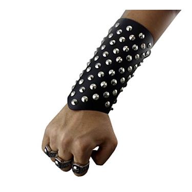 Imagem de punkman2000 Pulseira gótica punk rock emo metal cravejado #12, One Size, Couro