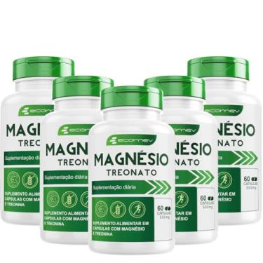 Imagem de 5Un Magnesio Treonato 500Mg Formula Pura 300Cáps - (5 Meses de Uso) Ecomev