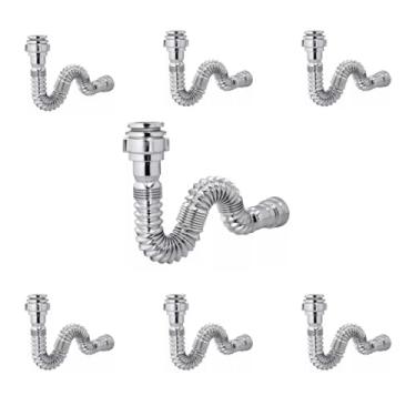 Imagem de Delflex, Kit 7 Sifão Sanfonado Cromado Cozinha Pia Banheiro Tanque