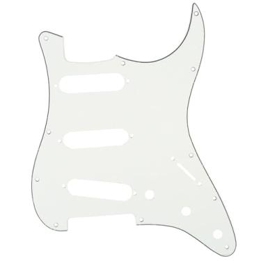 Imagem de Musiclily 11 Furos Escudo SSS Pickguard Strato para Guitarra Fender EUA/Mexicana Made Stratocaster Standard Estilo Moderno, 3 Camadas Pergaminho