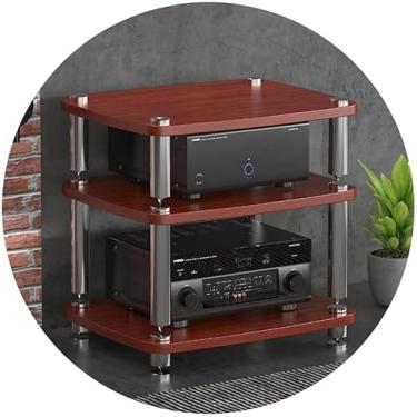 Imagem de Armário de áudio HIFI de 1/2/3/4 camadas Suporte HIFI Reprodutor de discos Suporte de MDF Rack de áudio com pés de absorção de choque Armário de equipamento de prateleira de amplificador de