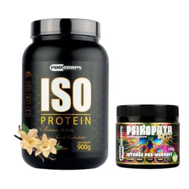 Imagem de Pro Corps, Whey Isolado 900g + Pré Treino Psikopata 100g (900g, Baunilha)