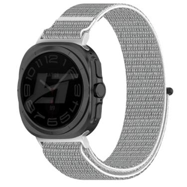 Imagem de Pulseira Nylon Loop Conector Prata LTimports compativel com Galaxy Watch Ultra 47mm Sm-L705 e Sm-L705F (LT-Cinza-branco)