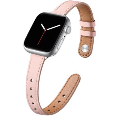 Imagem de IMIVIO Pulseiras femininas de couro genuíno de grão superior para Apple Watch Ultra, SE de 40 mm, 44 mm, 45 mm, 41 mm, 38 mm, 42 mm, 46 mm e 49 mm para Apple Watch Ultra SE séries 10/9/8/7/6/5/4/3