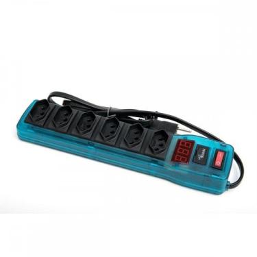 Imagem de Filtro Linha Multicraft 6 Tomadas Com Voltimetro Digital Azul Bivolt 2