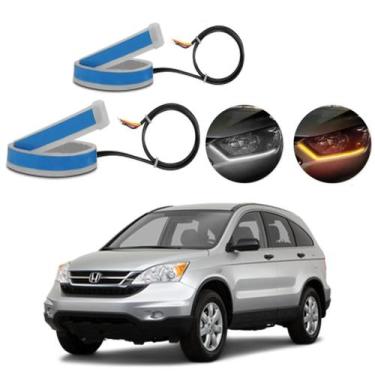 Imagem de Kit Fitas Led DRL Farol + Seta 12v 60cm CR-V 2004 2005 2006 2007 - Lig