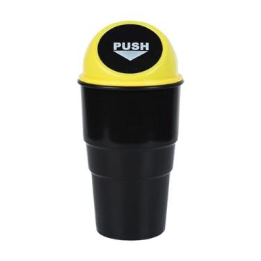 Imagem de YWJLQH Porta-copos Genérico para Carro, Lata de Lixo com Tampa, Balde de Armazenamento para Carro, Saco de Lixo Multiuso para Carro, Lata de Lixo para Carro, tampa amarela