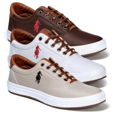 Imagem de kit 3 pares do tenis masculino Polo Open casual dia a dia sapatenis ca