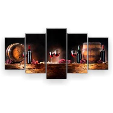 Imagem de Quadro Decorativo Vinho Uvas Mosaico 129x61 Sala Quarto - Imperio Dos 