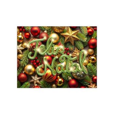 Imagem de Painel de Festa Horizontal 1,55 X 1,20 - Bolinhas de Natal e Estrelas 