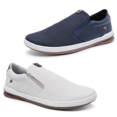 Imagem de Kit 2 Sapatênis - Slip-On Masculino Bardone Calce Fácil, Azul, Gelo, 4