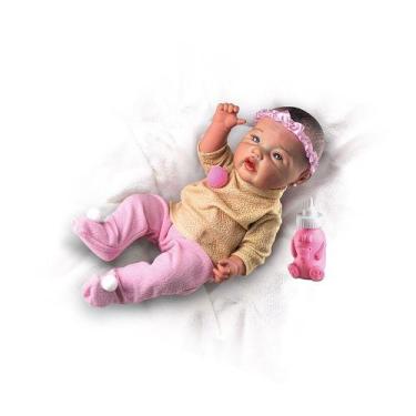 Imagem de Bebê Reborn Menina 100% Silicone + Mamadeira Urso - Milk Brinquedos