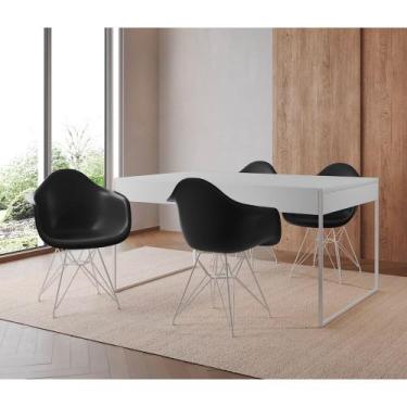Imagem de Mesa Jantar Industrial Filadélfia Branca 137x90cm com 4 Poltronas Eame