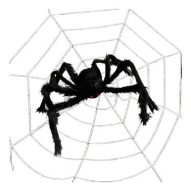 Imagem de Aranha De Pelúcia Peluda Gigante 75cm Decoração Halloween Decorativa P