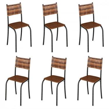Imagem de Conjunto com 6 Cadeiras Melinda Grafite Assento Marrom Teixeira, Grafi