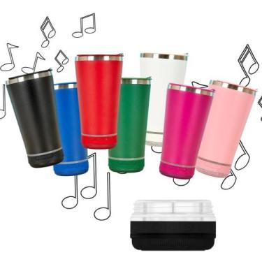 Imagem de Copo Termico 420ml COM Caixa DE Som Bluetooth abridor praia piscina ca