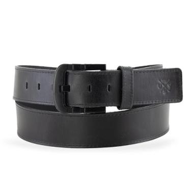 Imagem de Cinto Masculino Largo De Couro Fivela Preta Ajustavel - Use Young, Pre