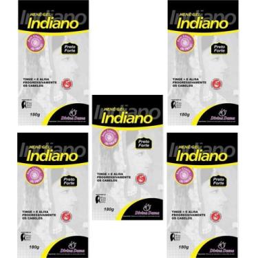 Imagem de Hene em Gel Divina Dama Indiano 05x180gr Preto Forte (Preto Azulado) P