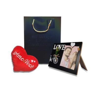 Imagem de Kit Dia dos Namorados Porta Retrato + Coração Fofo + Sacola - MultiA