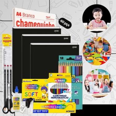 Imagem de Kit Material Escolar Econômico Volta As Aulas Infantil 60 itens Ensino