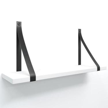 Imagem de Prateleira em MDF Branco 50x15cm com Alça - Lubrano, Preto