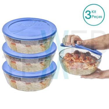 Imagem de Kit 3 Potes Tigela de Vidro com Tampa Plástica Laguna 4 Litros Vitazza