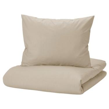 Imagem de Capa de Edredom Duvet Solteiro 180x240cm c/ Zíper- Bege + Fronha - FAS