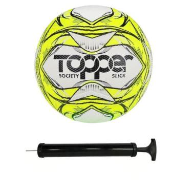 Imagem de Bola Topper Slick Society Neon Branco Premium + Bomba De Ar - JRD