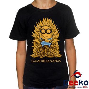 Imagem de Camiseta Infantil Game Of Bananas 100% Algodão Minions Game Of Thrones
